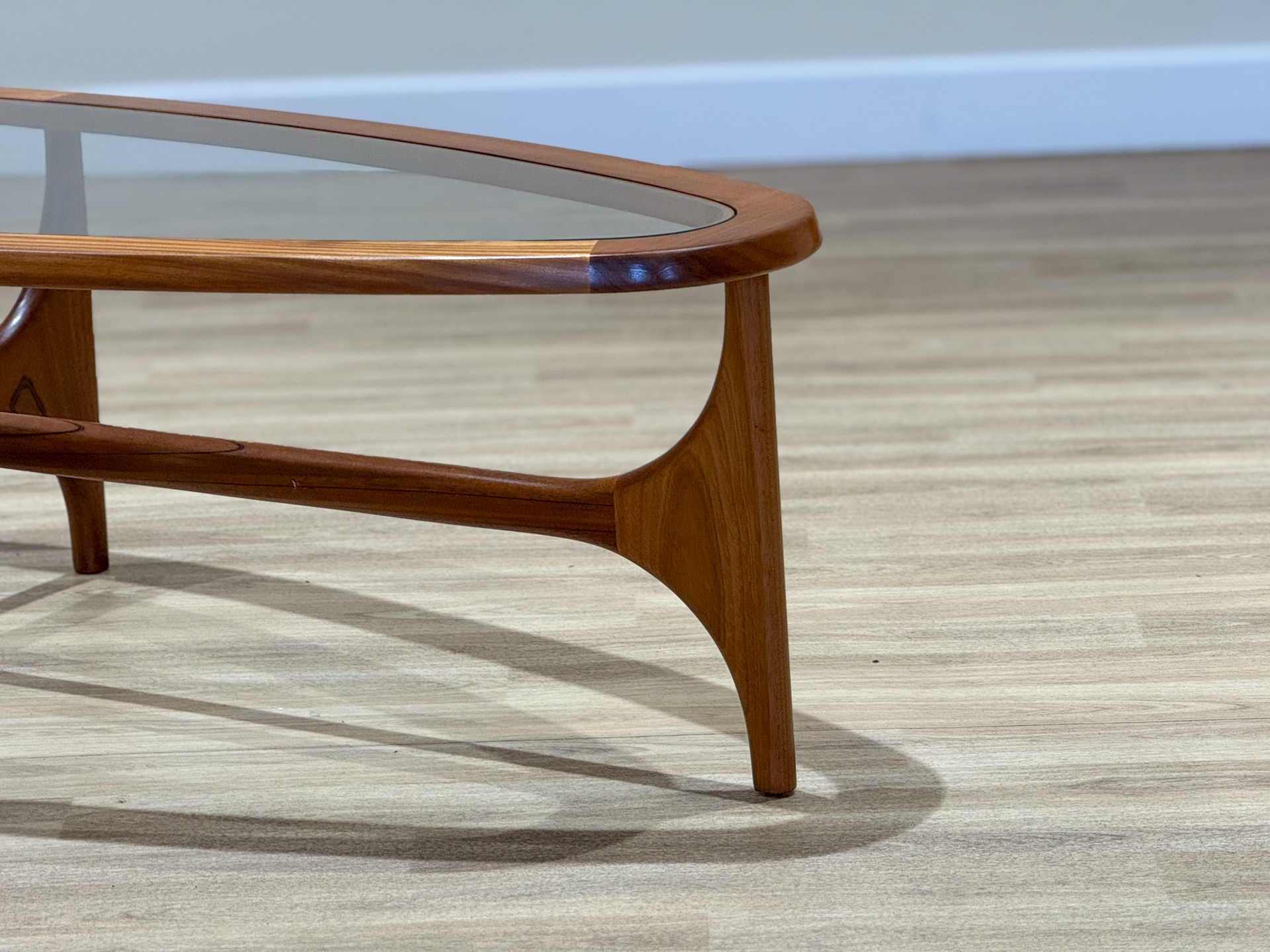 Kidney-Shaped Teak and Glass Coffee Table by Stonehill — 1960s - Image 5
