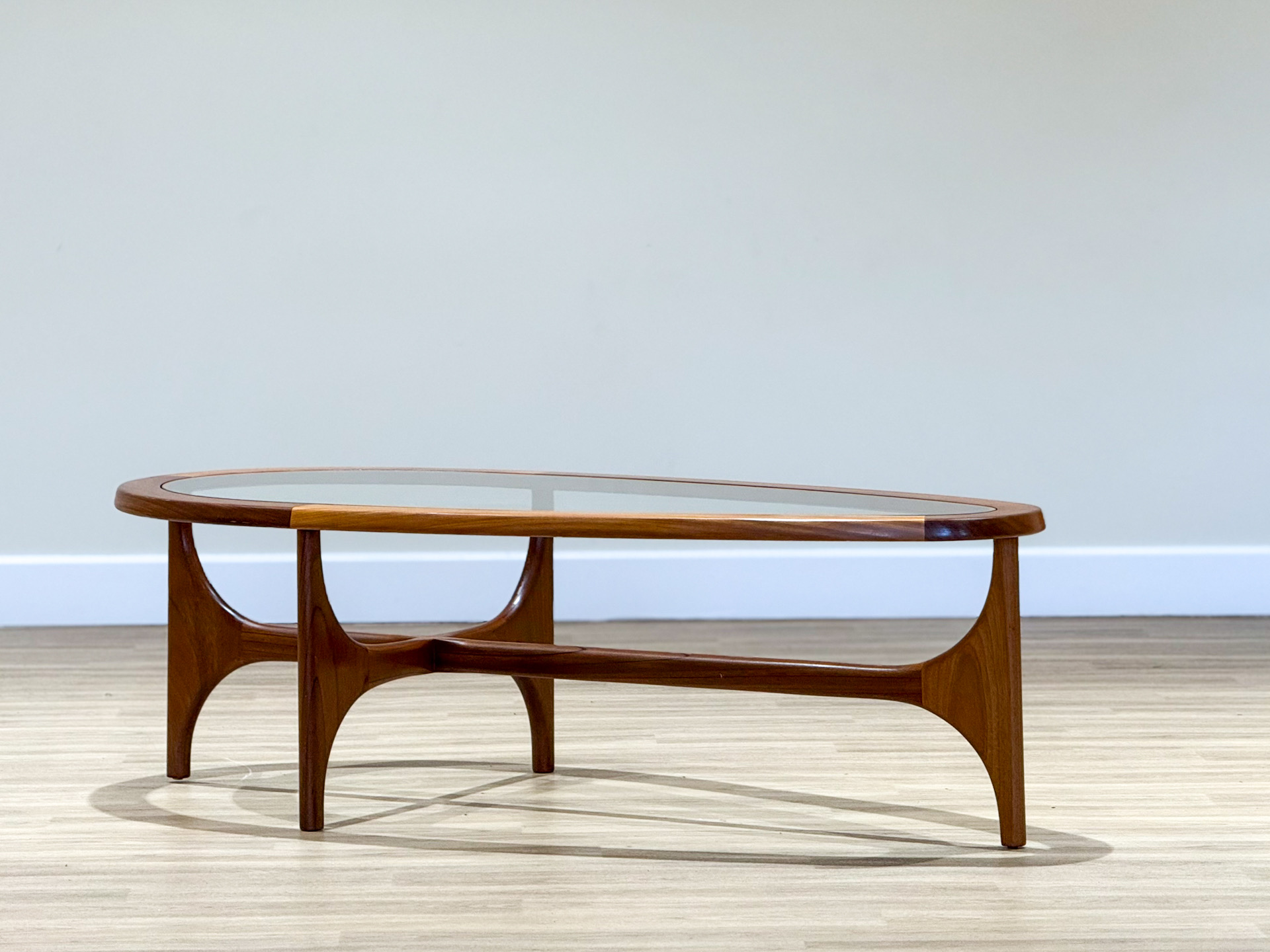 Kidney-Shaped Teak and Glass Coffee Table by Stonehill — 1960s - Image 7