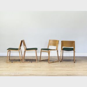 A set of four chairs in light oak (Theo chairs by Chorus)
