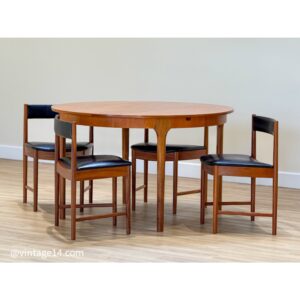McIntosh Dunvegan Teak Dining Set – Round Extending Table & 4 Chairs (1960s Scotland)